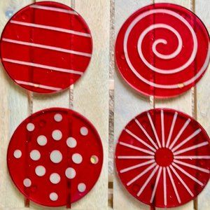 Mikasa Cheers Ruby Glass Coasters Set of 4